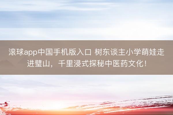 滚球app中国手机版入口 树东谈主小学萌娃走进璧山，千里浸式探秘中医药文化！