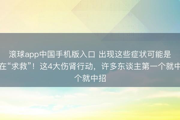 滚球app中国手机版入口 出现这些症状可能是肾在“求救”！这4大伤肾行动，许多东谈主第一个就中招