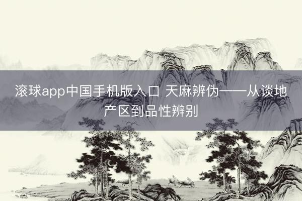 滚球app中国手机版入口 天麻辨伪——从谈地产区到品性辨别