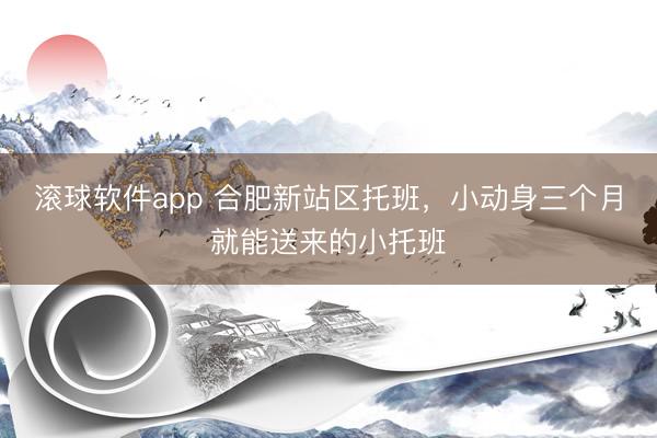 滚球软件app 合肥新站区托班，小动身三个月就能送来的小托班
