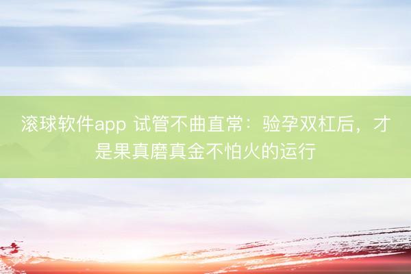 滚球软件app 试管不曲直常：验孕双杠后，才是果真磨真金不怕火的运行