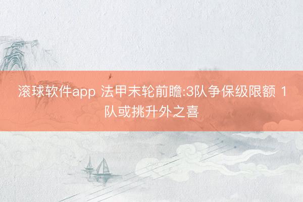 滚球软件app 法甲末轮前瞻:3队争保级限额 1队或挑升外之喜
