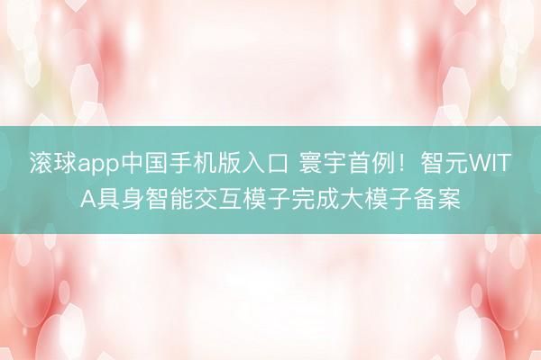 滚球app中国手机版入口 寰宇首例！智元WITA具身智能交互模子完成大模子备案