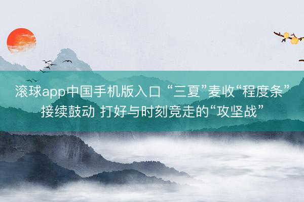 滚球app中国手机版入口 “三夏”麦收“程度条”接续鼓动 打好与时刻竞走的“攻坚战”