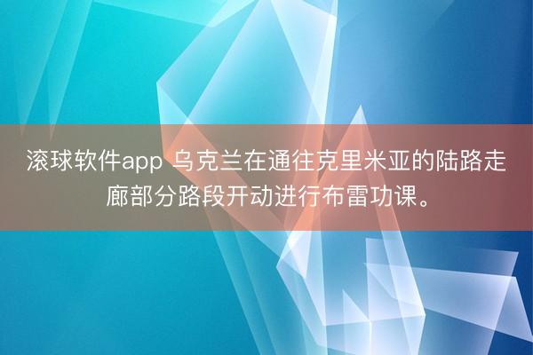 滚球软件app 乌克兰在通往克里米亚的陆路走廊部分路段开动进行布雷功课。