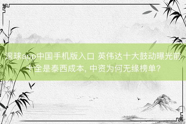 滚球app中国手机版入口 英伟达十大鼓动曝光前十全是泰西成本， 中资为何无缘榜单?