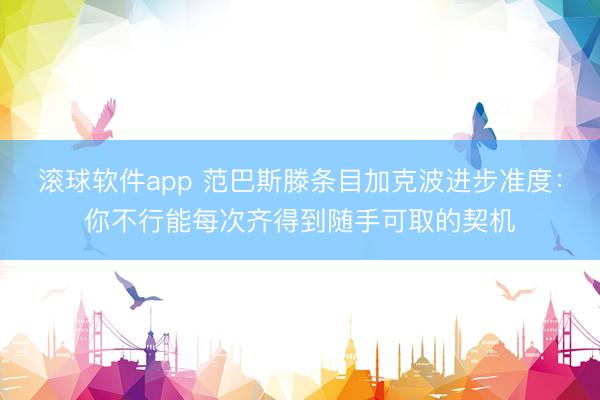 滚球软件app 范巴斯滕条目加克波进步准度：你不行能每次齐得到随手可取的契机