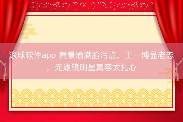 滚球软件app 黄景瑜满脸污点，王一博显老态，无滤镜明星真容太扎心