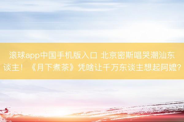 滚球app中国手机版入口 北京密斯唱哭潮汕东谈主!《月下煮茶》凭啥让千万东谈主想起阿嬷?