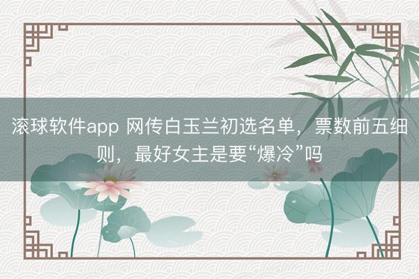 滚球软件app 网传白玉兰初选名单，票数前五细则，最好女主是要“爆冷”吗