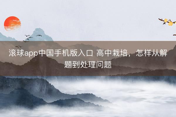 滚球app中国手机版入口 高中栽培,怎样从解题到处理问题