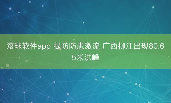 滚球软件app 提防防患激流 广西柳江出现80.65米洪峰