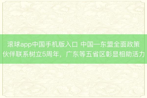 滚球app中国手机版入口 中国—东盟全面政策伙伴联系树立5周年，广东等五省区彰显相助活力