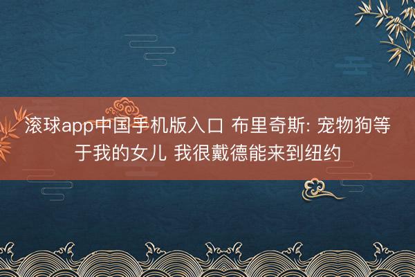 滚球app中国手机版入口 布里奇斯: 宠物狗等于我的女儿 我很戴德能来到纽约